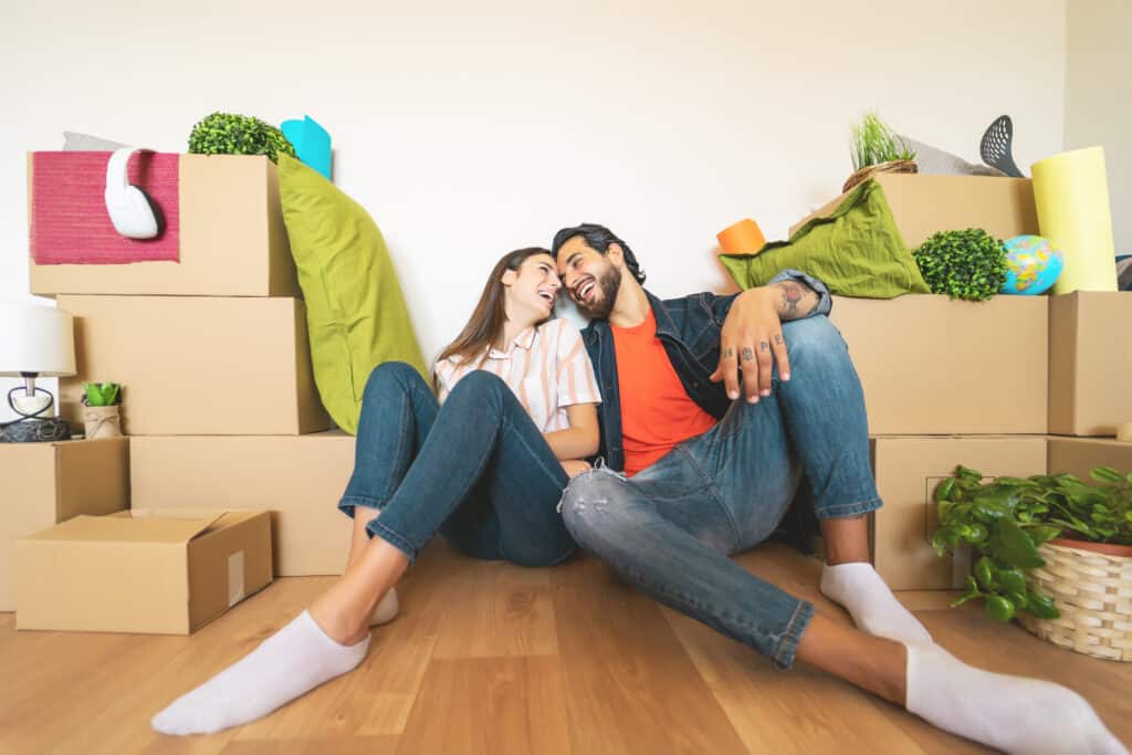 young couple moving in together for the first time
