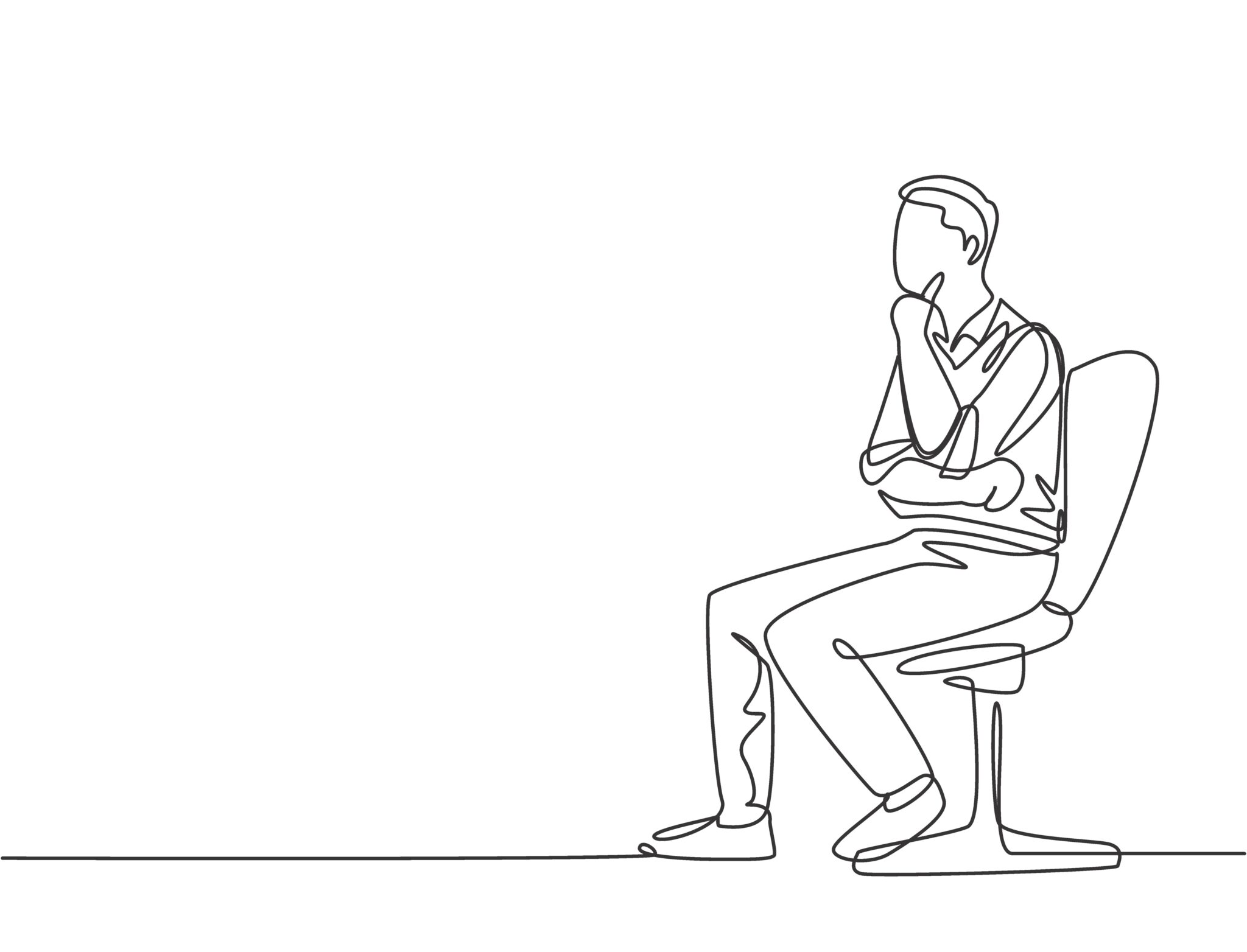 drawing of person thinking in one continuous line 