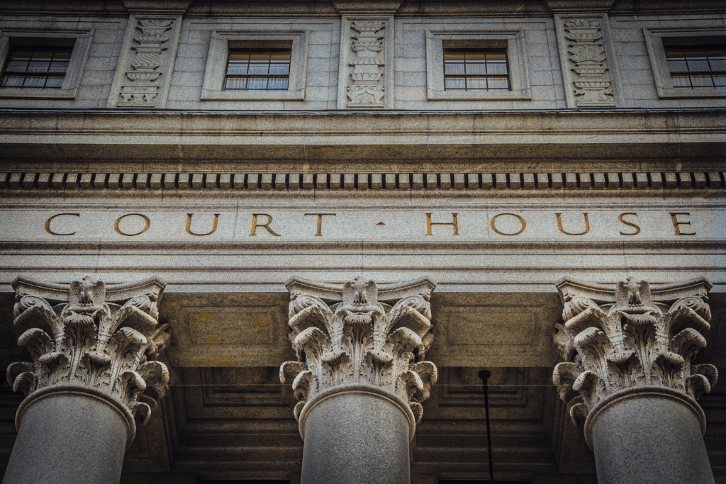 picture of court house lettering on a court in the united states