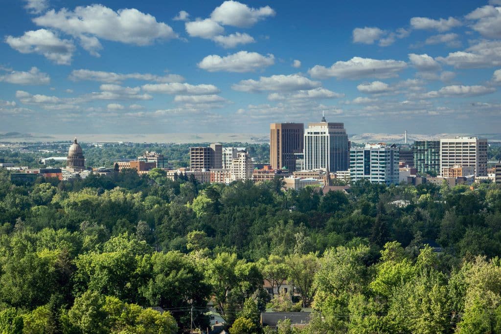 Downtown Boise, Idaho skyline on a clear day