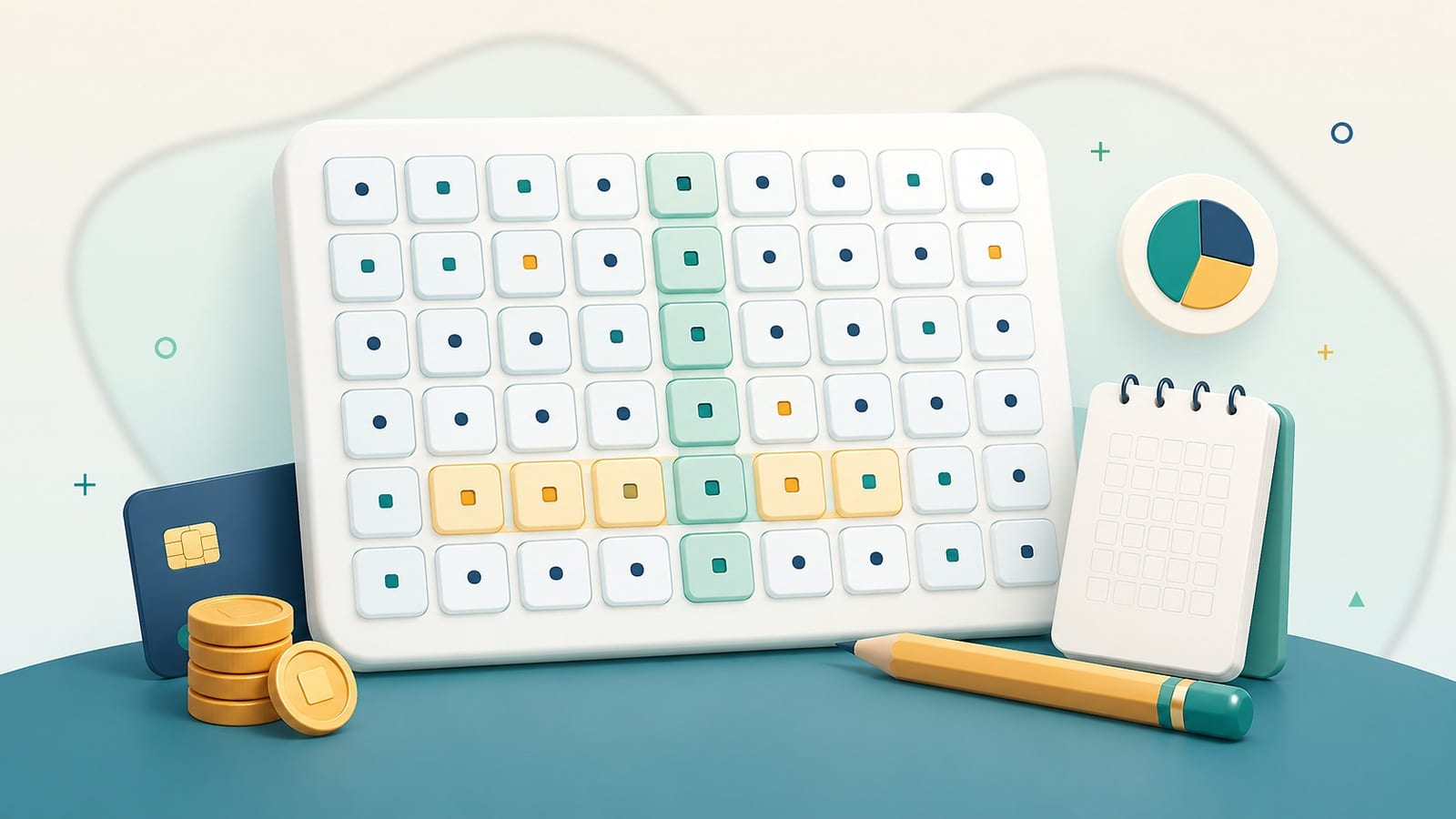 Finance word search puzzle illustration with hidden money terms