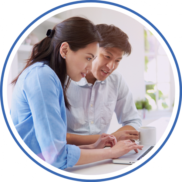 couple happy with their discover debt repayment program